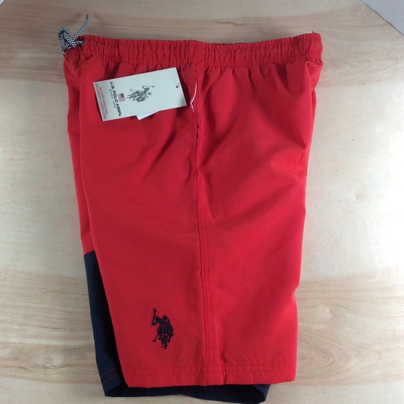 U.S. Polo Assn. Boys Swim Shorts Swim Trunks Size XL 14-16 Red Blue NWT - Picture 4 of 12